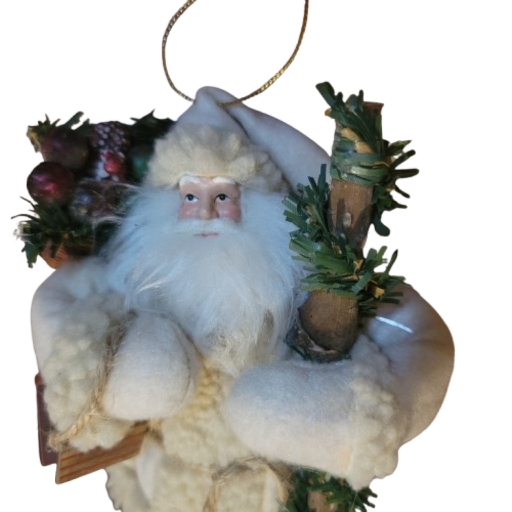 Vintage Santa Claus In White Coat Pants Christmas Decoration